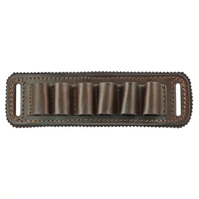 Nábojový pás - průvlečka z hověziny na 6 brokových nábojů. Podšití hnědým filcem.