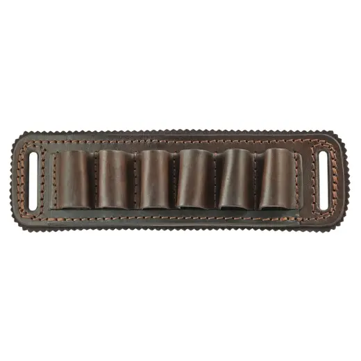 Nábojový pás - průvlečka z hověziny na 6 brokových nábojů. Podšití hnědým filcem.