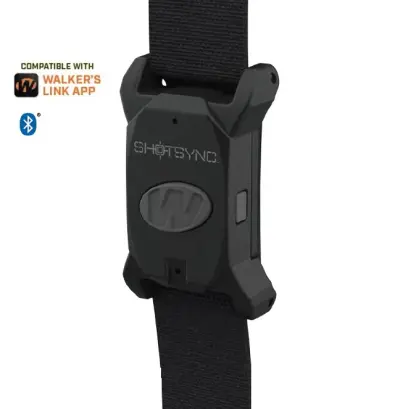 Walkers SHOTSYNC WEARABLE SHOT TIMER Bluetooth časovač výstřelů pohodlně nositelný na zápěstí. Kombinace mikrofonu a akcelerometru přesně počítá výstřely na základě zvuku i zpětného rázu a měří časové intervaly mezi nimi.