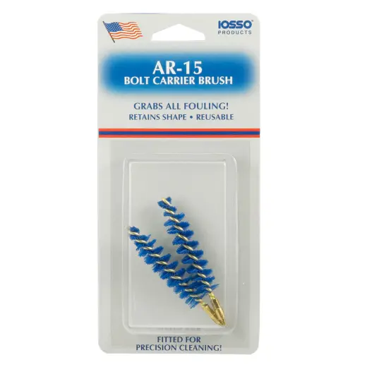 Sada 2 kartáčků na čištění nosiče závorníku pušky AR-15. Speciální modrá syntetická vlákna jsou pevná, odolná a na rozdíl od mosazných nebo bronzových kartáčků lépe drží tvar. Vnější závit 8-32.