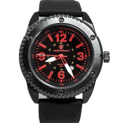 Hodinky Code Watch mají tělo z nerezové oceli, odolné minerální sklíčko, vodotěsnost 5ATM, přesný japonský quartz strojek, digitální datumovku, černý gumový řemínek. Rozměr: 50 x 13 mm.