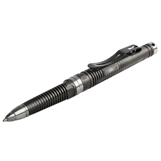 Taktické pero UZI #8 s rozbíječem skla – Gunmetal Taktické pero UZI Tactical Pen #8 s extrémně odolným karbidovým hrotem pro nouzové rozbití skla, který poslouží i pro sebeobranu. Lehká a odolná konstrukce z leteckého hliníku s klipem na kapsu.