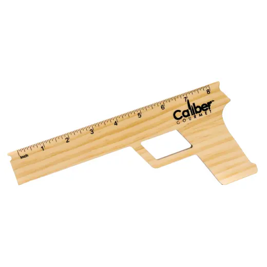 Zábavné pravítko Caliber Gourmet ve tvaru pistole s funkcí střílení gumiček – stačí natáhnout, zamířit a vystřelit. Měřítko v cm i palcích. Spojte pracovní či školní povinnosti se zábavou.