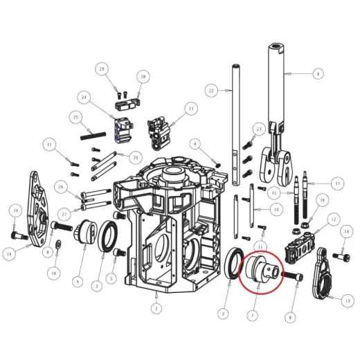 Frankford Arsenal X-10 Main Journal, RH Main Journal, RH (#1146412). Originální náhradní díl č. 7 pro progresivní přebíjecí lis Frankford Arsenal X-10.