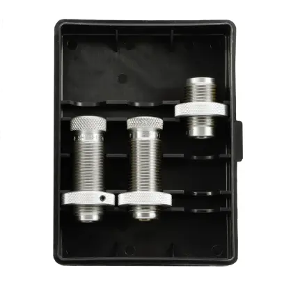 Sada matric pro přebíjení akustického (slepého) střeliva ráže .38-40, .44-40 a .45 Long Colt. Obsahuje krimpovací matrici, Shoulder matrici pro formování ramen nábojnice, matrici na zkracování nábojnic.