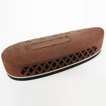 Hnědá protiskluzová botka s bílou linkou Pachmayr F325 Deluxe je oblíbená pro svůj klasický vzhled a výkonné tlumení zpětného rázu. Pro brokovnici nebo pušku.