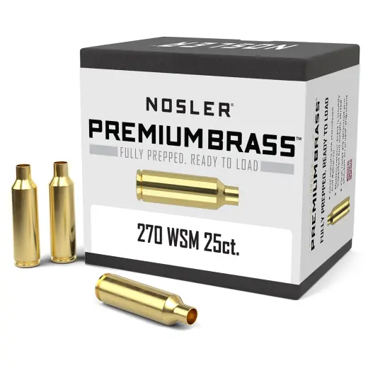 Nábojnice Nosler Premium Brass ráže .270 Winchester Short Magnum pro přebíjení nábojů, munice, střeliva (25ks).
