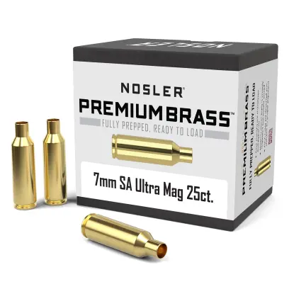 Nábojnice Nosler Premium Brass ráže 7mm Rem. SA Ultra Mag. pro přebíjení nábojů, munice, střeliva (25ks).