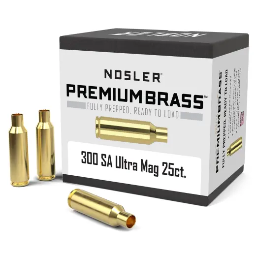 Nábojnice Nosler Premium Brass .300 SAUM (25ks) Nábojnice Nosler Premium Brass ráže .300 Rem. SA Ultra Mag. pro přebíjení nábojů, munice, střeliva (25ks).