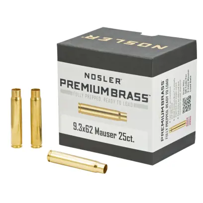Nábojnice Nosler Premium Brass 9,3x62 Mauser (25ks) Nábojnice Nosler Premium Brass ráže 9.3x62 Mauser pro přebíjení nábojů, munice, střeliva (25ks).