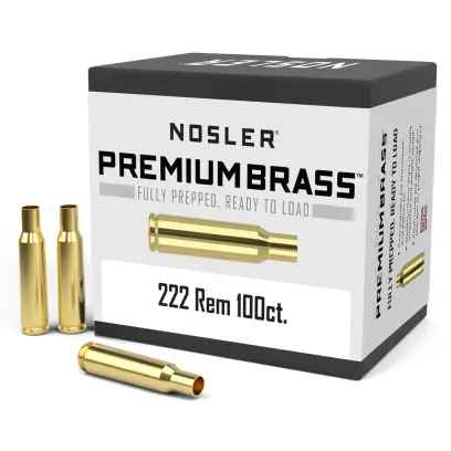 Nábojnice Nosler Premium Brass .222 Remington (100ks) Nábojnice Nosler Premium Brass ráže .222 Remington pro přebíjení nábojů, munice, střeliva (100ks).