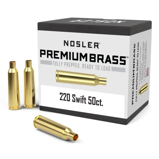 Nábojnice Nosler Premium Brass .220 Swift (50ks) Nábojnice Nosler Premium Brass ráže .220 Swift pro přebíjení nábojů, munice, střeliva (50ks).