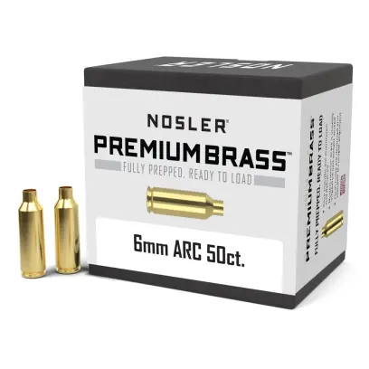 Nábojnice Nosler Premium Brass 6mm ARC (50ks) Nábojnice Nosler Premium Brass ráže 6mm ARC pro přebíjení nábojů, munice, střeliva (50ks).