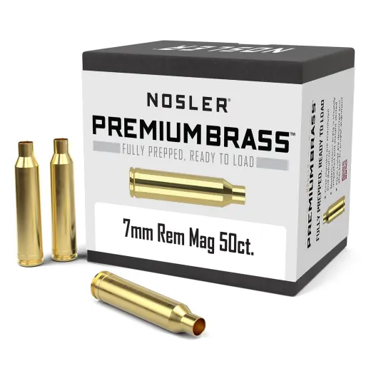Nábojnice Nosler Premium Brass ráže 7mm Remington Magnum pro přebíjení nábojů, munice, střeliva (50ks).