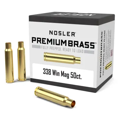 Nábojnice Nosler Premium Brass ráže .338 Winchester Magnum pro přebíjení nábojů, munice, střeliva (50ks).