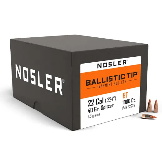 Střela Nosler Ballistic Tip Varmint .22 Cal, dia .224, 40grs (2,5g). SKU: 62634