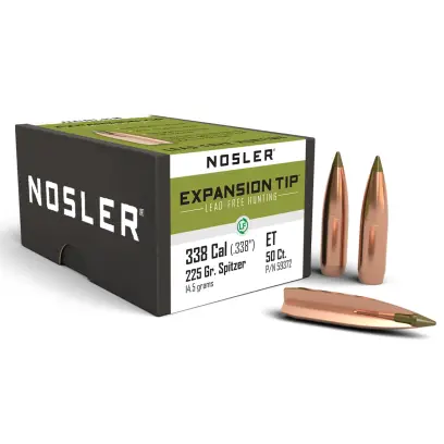 Bezolovnatá monolitická střela Nosler Expansion Tip (E-Tip) .338 cal, dia .338, 225grs (14,5g). SKU: 59372