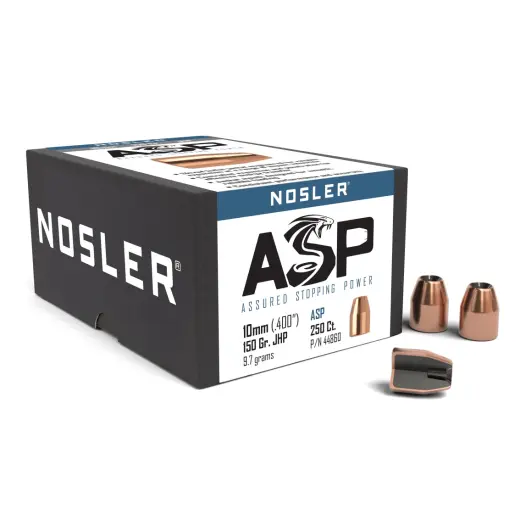 Střela Nosler JHP ASP (Assured Stopping Power) 10mm, dia .400, 150grs (9,7g). SKU: 44860