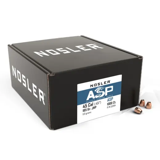 Střela Nosler JHP ASP (Assured Stopping Power) .45 Cal, dia .451, 185grs (11,9g). SKU: 53264