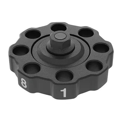 Nástrojová hlava pro lis Frankford Arsenal Precision Turret Press. Ideální při přebíjení více ráží – rychlá výměna přednastavených matric bez nutnosti jejich opětovného seřizování. 8 pozic, závit 7/8"x14.