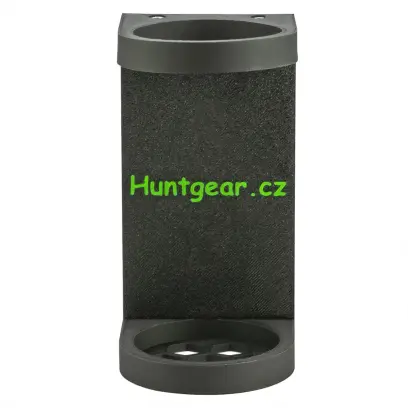 Magnetický držák na tlumič Huntgear.cz – praktický 3D tisk s ventilační mřížkou a silnými magnety pro snadné uchycení ke kovovým povrchům (např. trezoru). Moderní design, český výrobek.