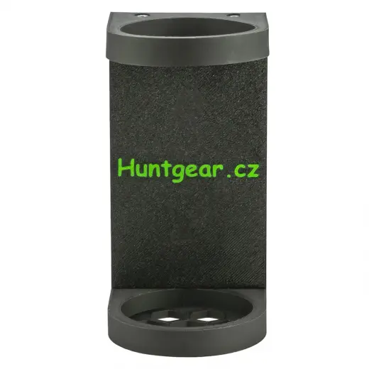 Magnetický držák tlumiče Magnetický držák na tlumič Huntgear.cz – praktický 3D tisk s ventilační mřížkou a silnými magnety pro snadné uchycení ke kovovým povrchům (např. trezoru). Moderní design, český výrobek.