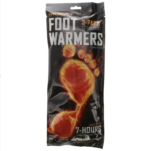 Jednorázový ohřívač chodidel MUDDY, 3 páry Vzduchem aktivovaná hřející vložka do bot hřeje až 7 hodin. Netoxický, ekologicky neutrální. Ideální pro lov, turistiku, sport i práci v chladu. Vel. 8 x 26 cm.