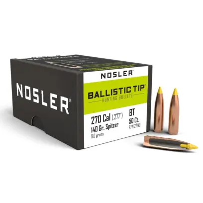 Střela Nosler Ballistic Tip Hunting .270 Caliber, 140grs (9g). SKU: 27140