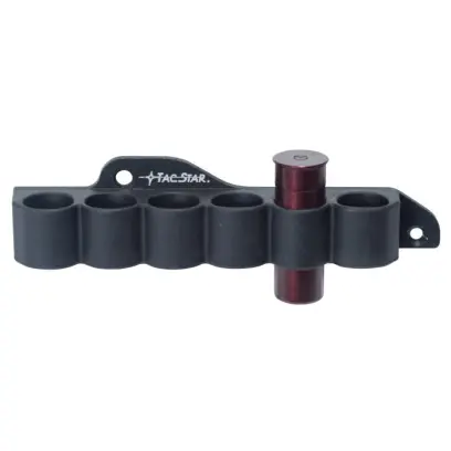 Nízkoprofilový držák na 6 brokových nábojů ráže 12 pro brokovnici Moss 500, 590 a Maverick 88. Pohotový přístup k nábojům. Rychlá montáž bez nutnosti úprav, pevná hliníková základna, odolný polymer.