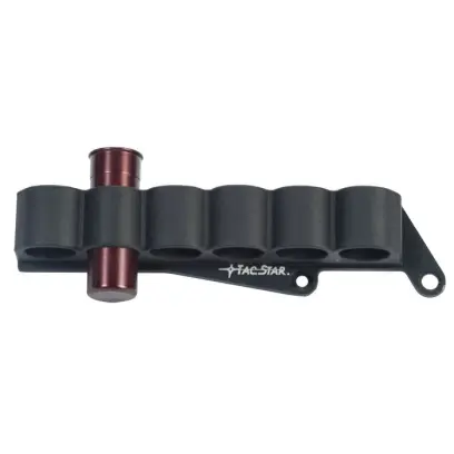 Nízkoprofilový držák na 6 brokových nábojů ráže 12 pro brokovnici Rem 870/1100/1187. Pohotový přístup k nábojům. Rychlá montáž bez nutnosti úprav, pevná hliníková základna, odolný polymer.