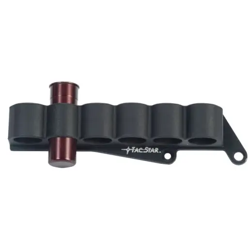 6 Shot Slimline SideSaddle Rem 870/1100/1187 – držák brokových nábojů Nízkoprofilový držák na 6 brokových nábojů ráže 12 pro brokovnici Rem 870/1100/1187. Pohotový přístup k nábojům. Rychlá montáž bez nutnosti úprav, pevná hliníková základna, odolný polymer.