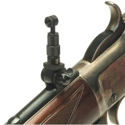 Lyman mířidla No. 2 '73 Uberti Tang Sight Ocelové dioptrické hledí Lyman No. 2 pro pušky Winchester 1873 Uberti. Montáž na tang bez zásahu do sériového čísla, výškově stavitelné. Včetně montážních šroubů a 2 záměrných clon pro lov i sportovní střelbu.