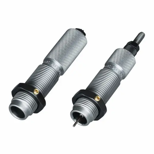 RCBS Full Length Die Set 6.5 REM MAG. Tato dvoudílná sada je určena pro přebíjení lahvovitých nábojnic a obsahuje matrici pro plnou délku s expander-decapping jehlou a matrici pro usazování střel s usazovacím čepem.