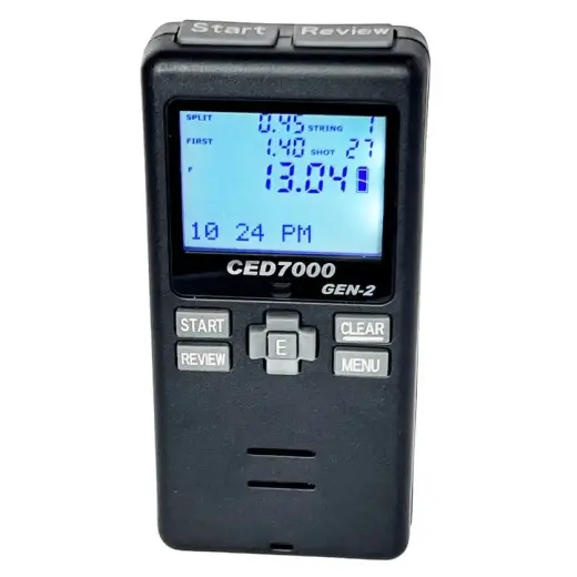 Timer CED7000 GEN-2 Profesionální timer pro sportovní střelbu s modernizovaným USB-C nabíjením, odolným Gorilla Glass displejem a pamětí až pro 10 sérií a 99 výstřelů. Kompatibilní s příslušenstvím CED7000.