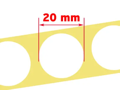Kulaté samolepky pro opravu terče - bílé, průměr 20 mm. Cena za roli s návinem 2000 ks zálepek.