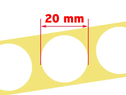 Zálepky na terč - bílé 20mm Kulaté samolepky pro opravu terče - bílé, průměr 20 mm. Cena za roli s návinem 2000 ks zálepek.