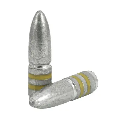 Olověné střely ARES ráže .30, diametr .309, hmotnost 195grs. Tvar střely FB. PB - střela je mazaná do drážky.