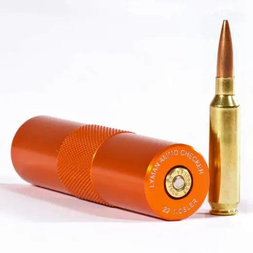 Nábojový kalibr Lyman – 22 Nosler Nenechte záseky zkazit Vaše závody! Kontrolujte rozměry svých nábojů. Lyman Ammo Checkers single caliber.