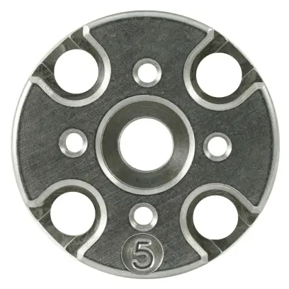 Samostatný shellplate č.5 pro přebíjecí lis Dillon Precision SDB. Určeno pro ráže 9mm Luger, .38 Super