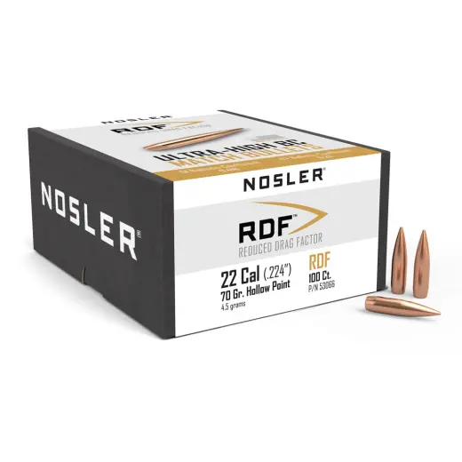 Střela Nosler Reduced Drag Factor (RDF) .22 cal, dia .224, 70grs (4,5g). SKU: 53066