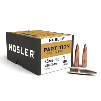 Střely Nosler Partition 6,5mm, dia .264, 140grs Střela Nosler Partition 6,5mm, dia .264, 140grs (9,1g). SKU: 16321