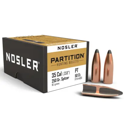 Střely Nosler Partition .35 cal, dia .358, 250grs Střela Nosler Partition .35 cal, dia .358, 250grs (16,1g). SKU: 44801