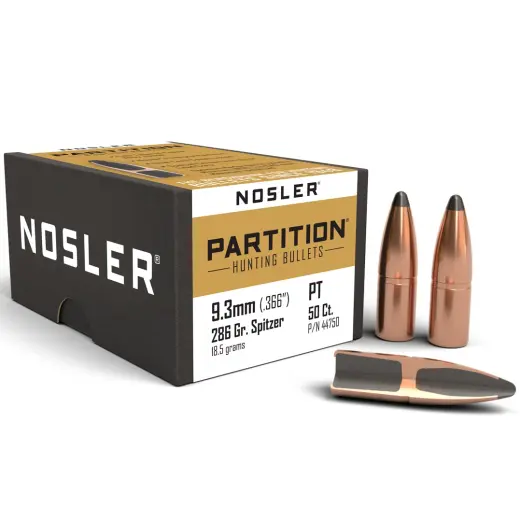 Střela Nosler Partition 9,3mm, dia .366, 286grs (18,5g). SKU: 44750