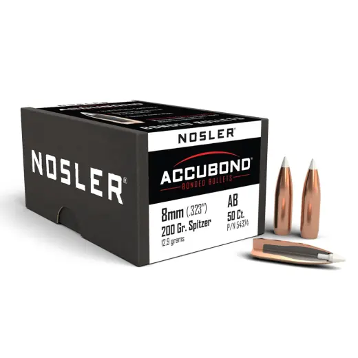 Střely Nosler AccuBond 8mm, dia .323, 200grs Střela Nosler AccuBond 8mm, dia .323, 200grs (12,9g). SKU: 54374