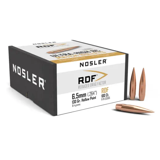 Střela Nosler Reduced Drag Factor (RDF) 6,5mm, dia .264, 130grs (8,4g). SKU: 53505