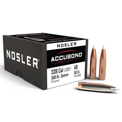 Střela Nosler AccuBond .338 cal, dia .338, 300grs (19,4g). SKU: 54851