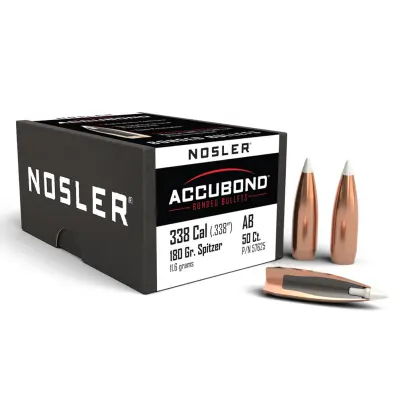 Střela Nosler AccuBond .338 cal, dia .338, 180grs (11,6g). SKU: 57625