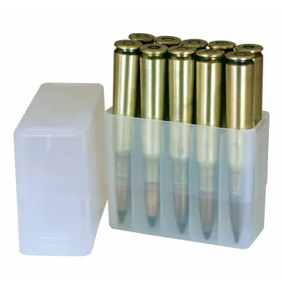 Krabička na náboje .50 BMG (10 nábojů) - #150 Pevná plastová krabička Berry’s #150 na 10ks nábojů pro ráži .50 BMG a podobné. Ideální pro transport a skladování nábojů. Stohovatelná, boční drážkování pro možnost nastavení výšky.